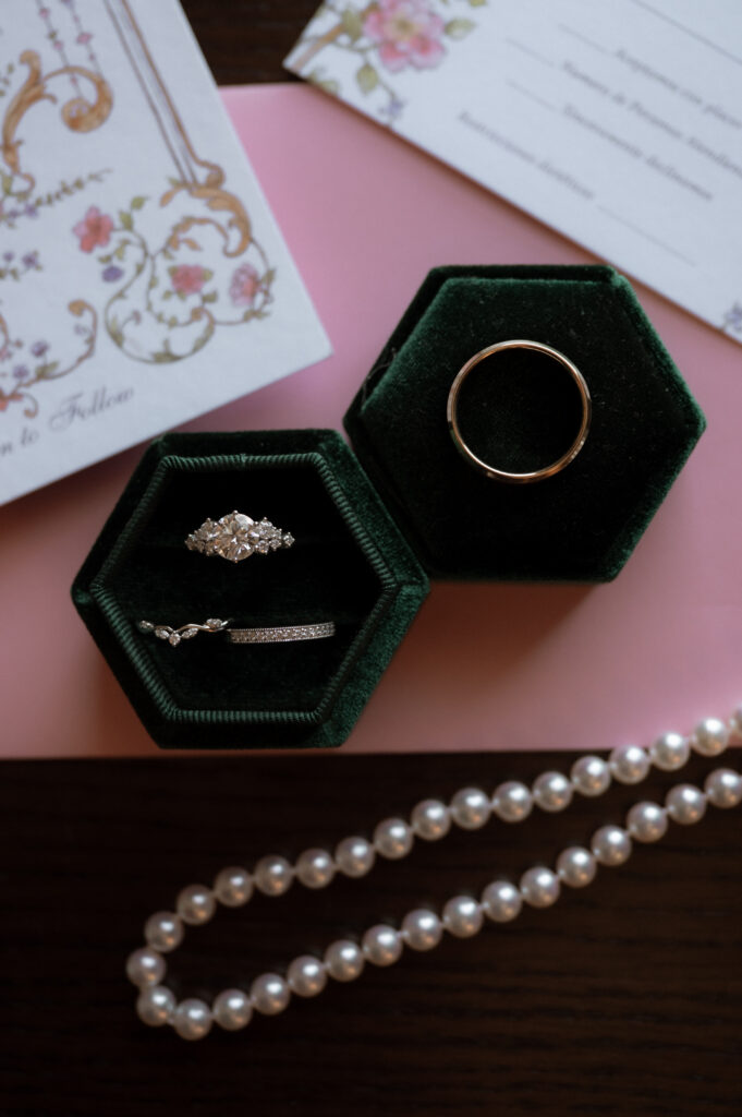 closeup photo of wedding rings taken by Nicole Endress Photography