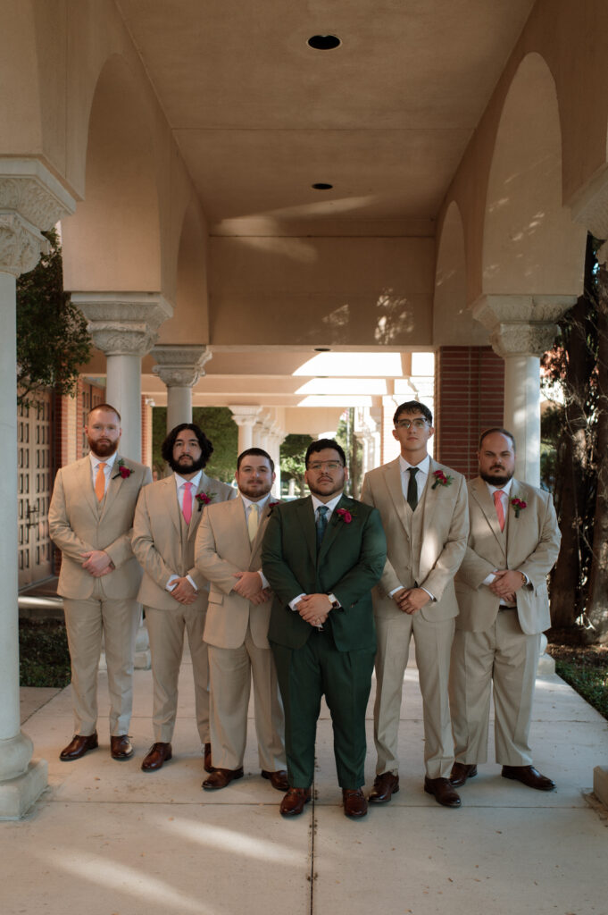 cool groom & groomsmen photo taken by DFW Wedding Photographer