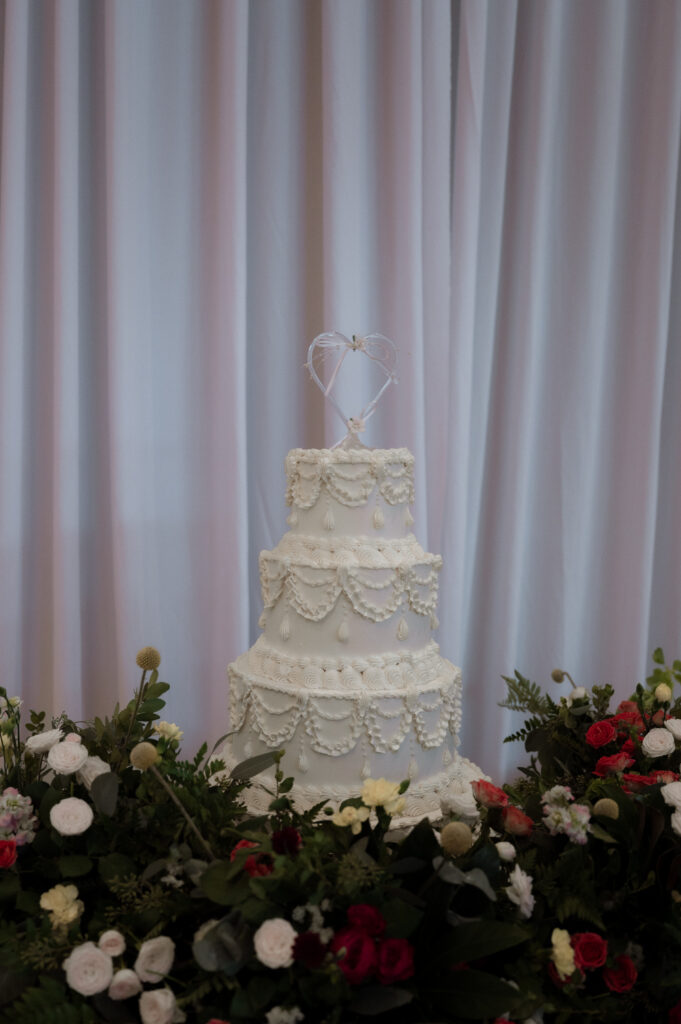 traditional three tier wedding cake by Sweet Boom Bakery