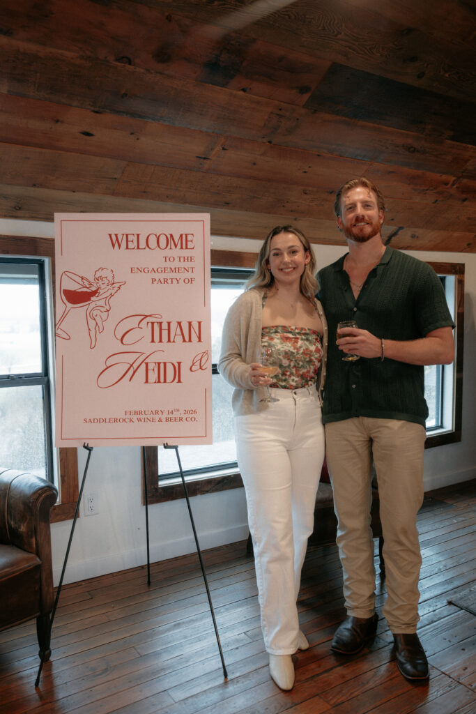 photo of couple at their engagement party in Fort Worth, TX